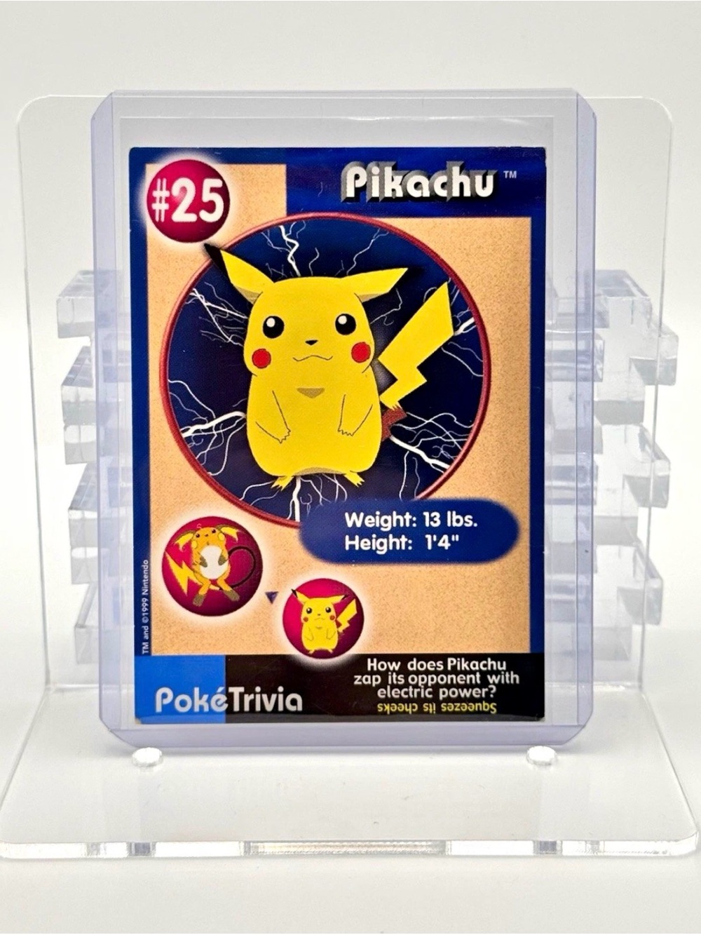 Pokemon PIKACHU Vintage Burger King Promo Pokétrivia TRADING CARD Nintendo